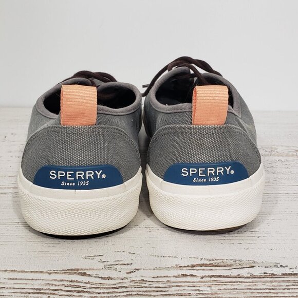 Grey Canvas Sperry Topsider Sneakers Women's Size 11 - Picture 2 of 7